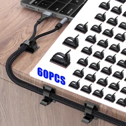 60/30/10PCS Self Adhesive Cable Management Organizer Clips Adjustable Desk Tidy Wire Cord Fixer Fastener Clips For Home Office