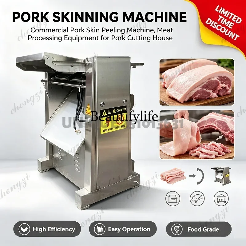 UN-300 Commercial 220V Pork Rind Meat Skinner Slicer Lamb Pig Beef Skin Fat Removing Slice Peel Remove Peeler Cutting Machine