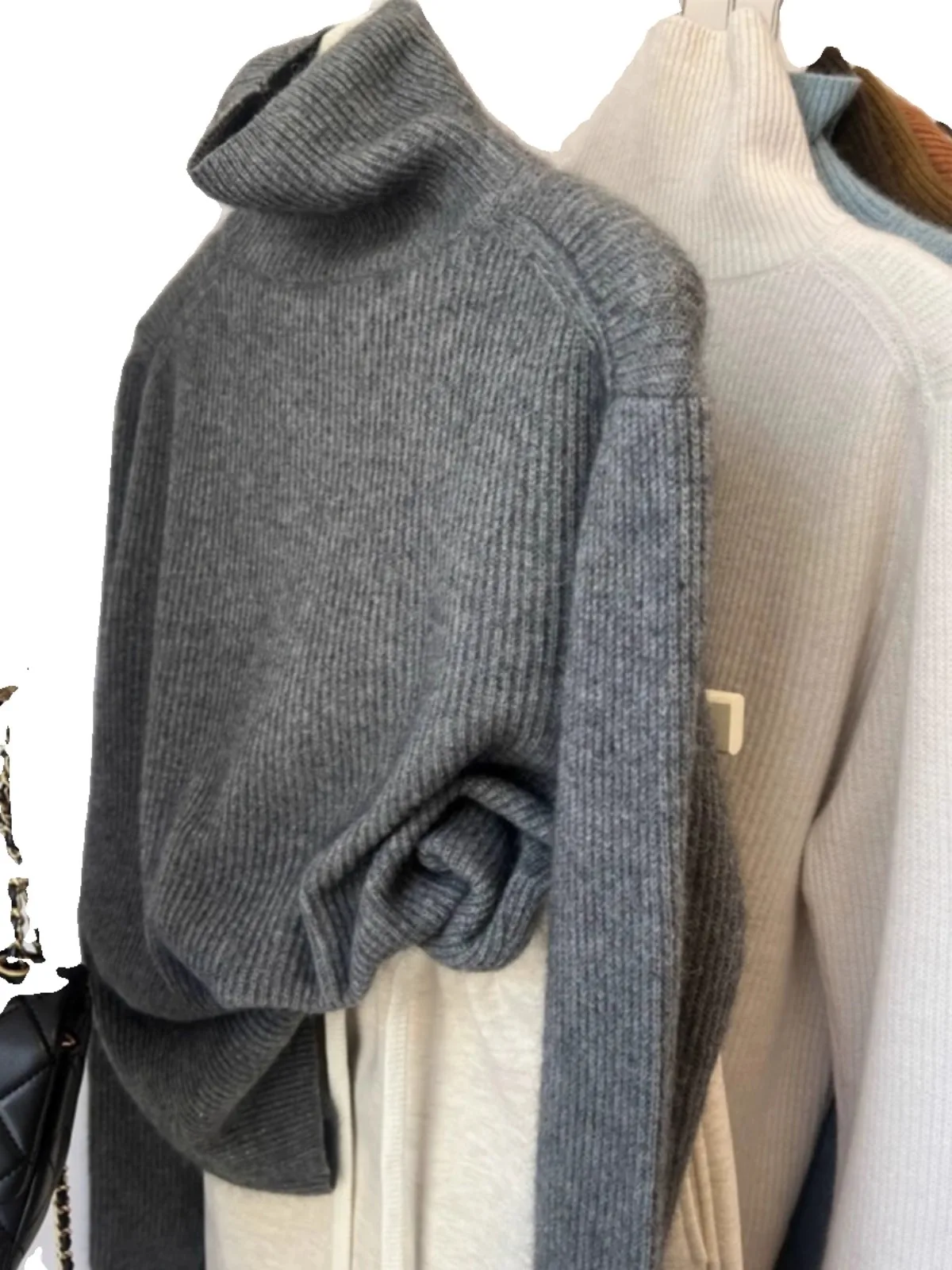 European-style autumn and winter turtleneck pullover 100% pure cashmere sweater women lazy loose thick knit wool base sweater