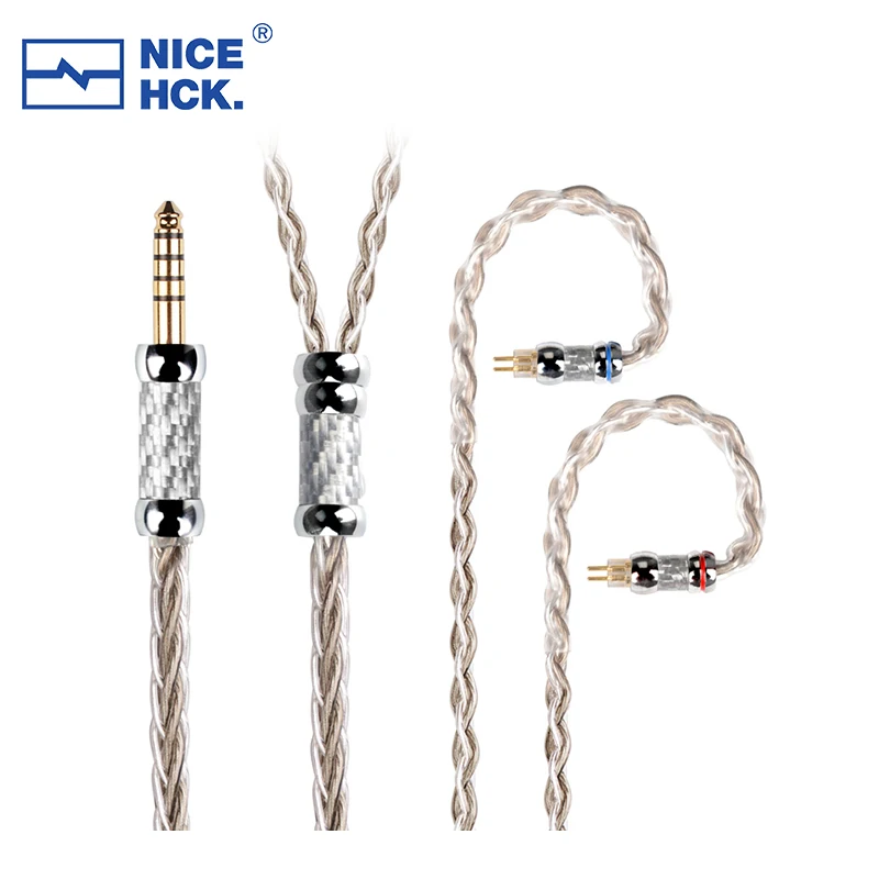 NiceHCK SilverCat HIFI Audio Replace Wire 8 Core Silver Plated Alloy Cable MMCX 2Pin for SA6 MAKE4 tangzu fudu HOLA Zero CHU II