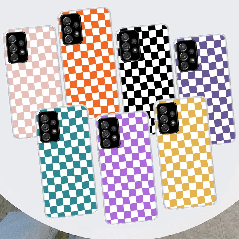 Retro Classic Chess Board Grid Phone Case For Samsung Galaxy A51 A71 A50 A70 A40 A30 A20E A10 A41 A31 A21S A11 A01 A6 A8 + A7 A9