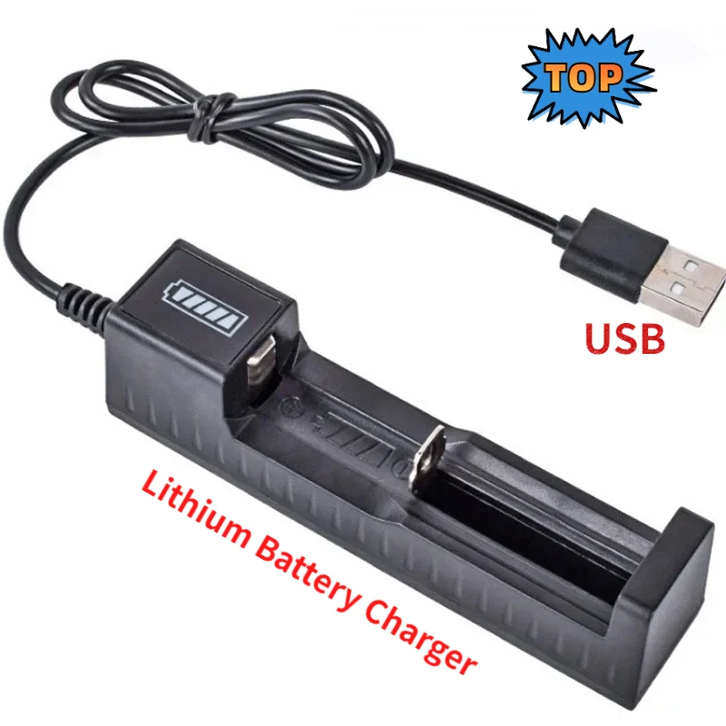 New Original 1 Slot Universal 18650 16340 21700 14500 Lithium Battery Charger USB Interface with Cable Smart Charger