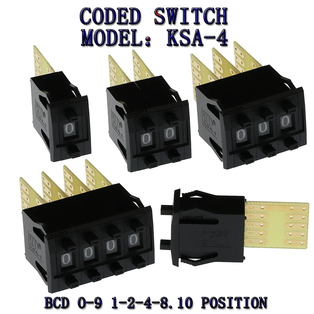 coding switch 0-9 codetoggle switch 1/2/3/4 digital switch 5contacts KSA-4 BCD 8421c