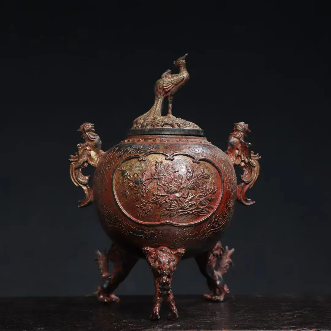 Collectable Qing Dynasty copper Incense Stove\Censer,The shape of a peach,Decoration,Free shipping