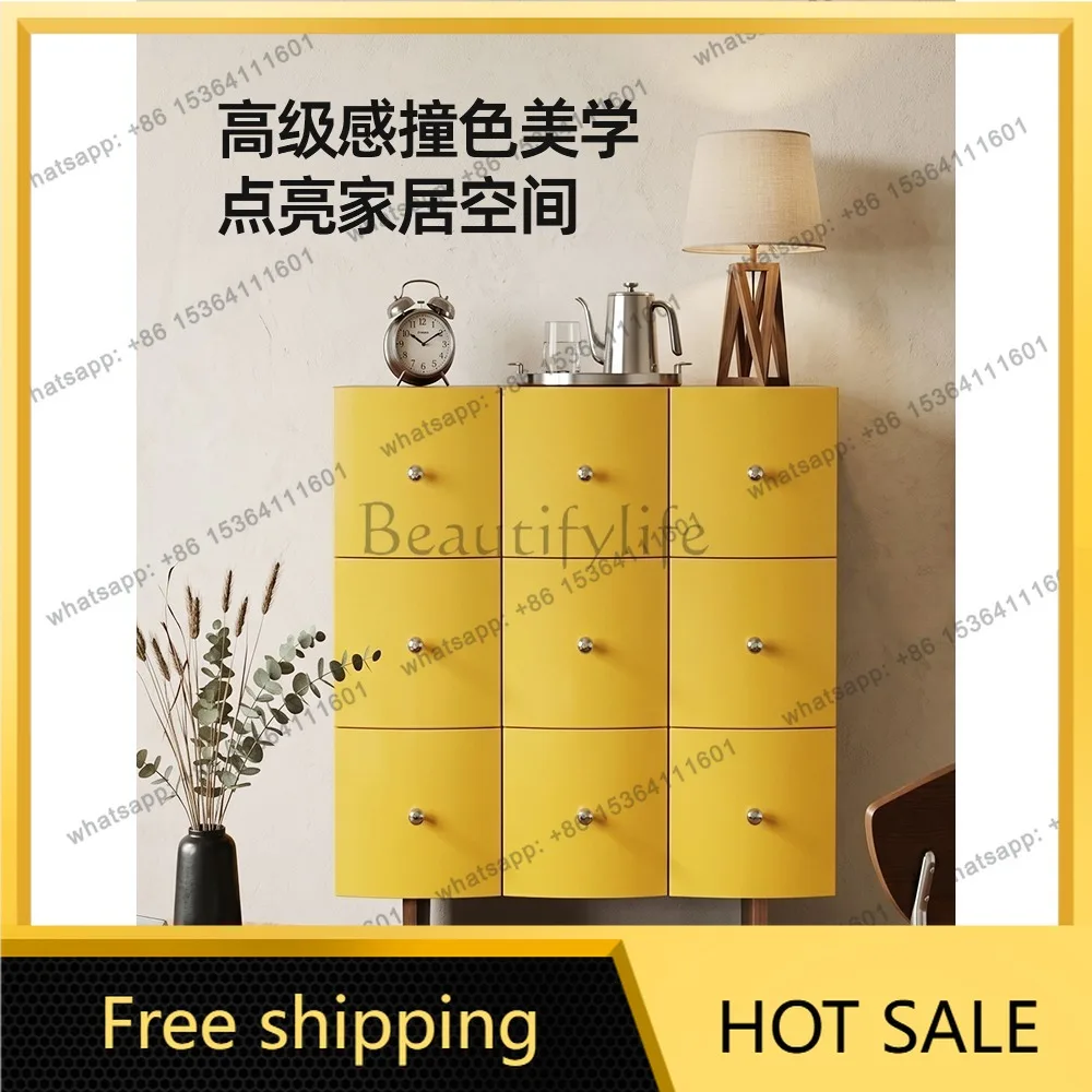 LD French retro style solid wood nine chest cabinet bedroom household small apartment bedside locker