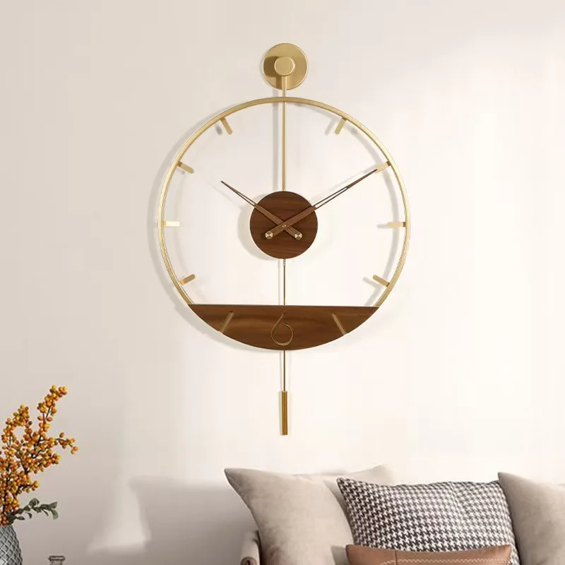Modern Simple Sway Wall Clock Nordic Luxury Living Room Metal Clocks Restaurant Bedroom Mute Watch Room Decoration Quartz Clock