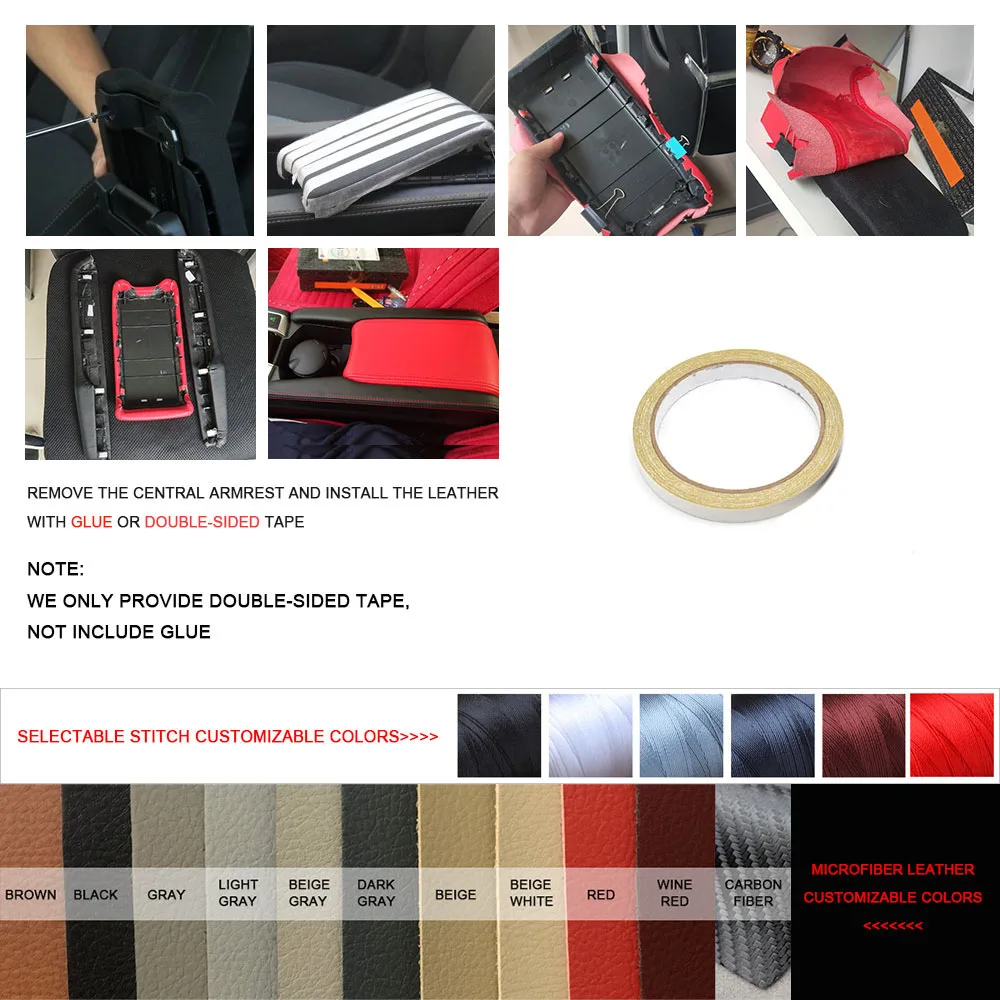 ل هيونداي توكسون 2015 2016 2017 2018 سيارة الداخلية مركز التحكم مسند ذراع غطاء ستوكات الجلود اكسسوارات تقليم واقية #6