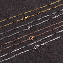 10pcs/Lot 45cm Stainless Steel Rose Gold Color Link Cable Chains Necklaces for Woman Jewelry Making Cubana Chain Wholesale Bulk