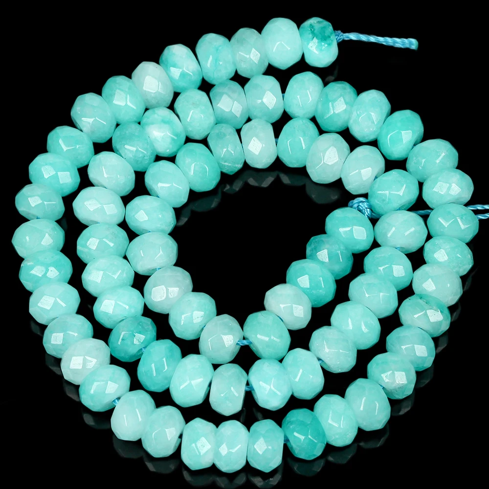 5x8mm Natürlich ‌ Facettierte Amazonit-Stein-Chalcedon-Abacus-Rondell-Perlen für die Schmuckherstellung, DIY-Armband, Halskette, Zubehör, 15 Zoll – Detail 8