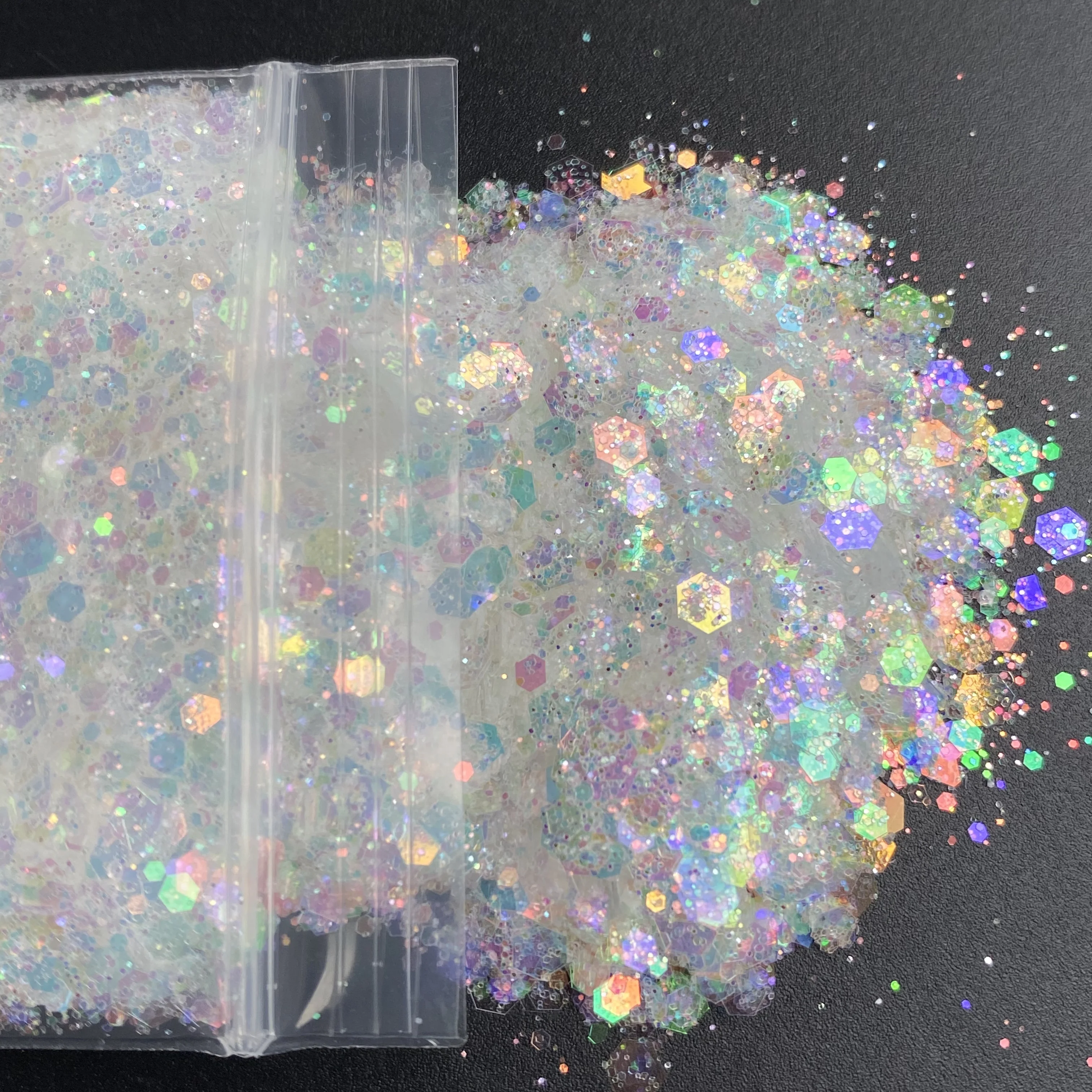 20g/Bag Neon Iridescent Glitter Mix Loose Chunky Nail Sequin Flakes For Manicure