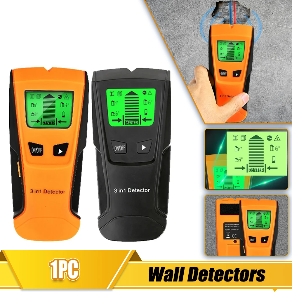 3 in 1 Sensor Wall Scanner Pipe Finder Wire Detector Live Wire Gadgets Detect Wall Electric Finder Box Digital Metal Detector