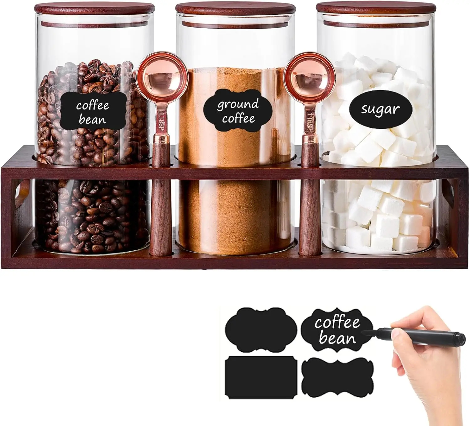 

Retro Airtight Coffee Containers 3Pcs 44oz Kitchen Food Storage Jars for Beans, Sugar, Candy, Oats, Nuts