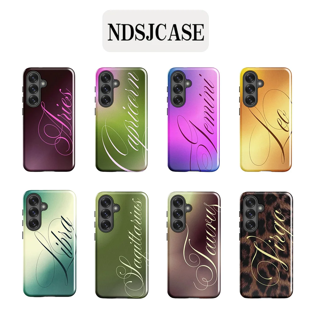 Luxury Clmj Capricorn Leo Phone Case for Samsung Galaxy S20 S23 S24 S25 S26 FE Plus Ultra Edge 4G 5G Double-layer Back Cover