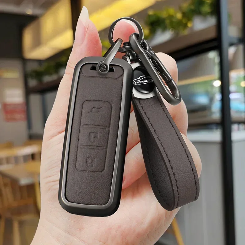 

Alloy Leather Car Key Case Cover For Baojun 510 730 360 560 RS-5 530 630 For Wuling Hongguang S Auto Holder Shell Accessories