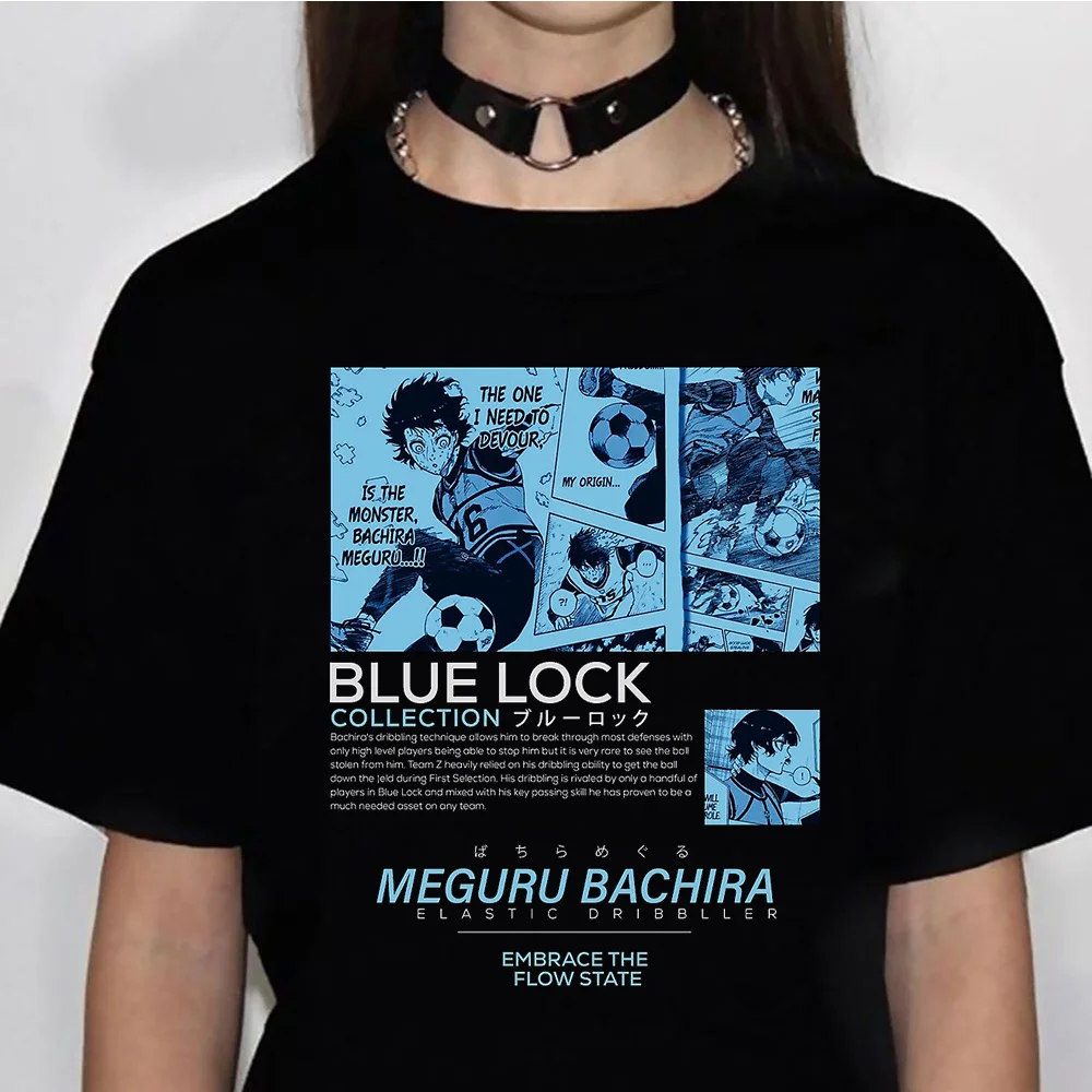 Blue Lock Bluelock top women Y2K funny anime t shirt female anime harajuku Japanese clothes