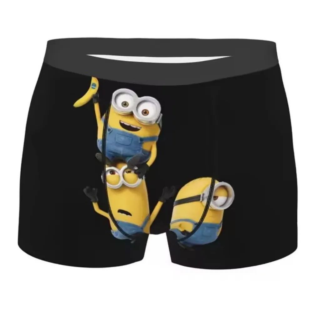 M-Minions-Bóxer con pistola de dibujos animados para hombre, ropa interior con estampado 3D, bragas, calzoncillos transpirables