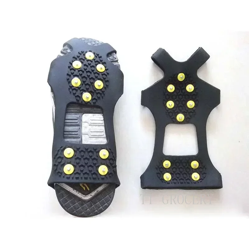 1 Pair10 Studs Anti-Skid Snow Ice Climbing Shoe Spikes Ice Grips Cleats Crampons Winter Climbing Anti Slip Shoes Cover