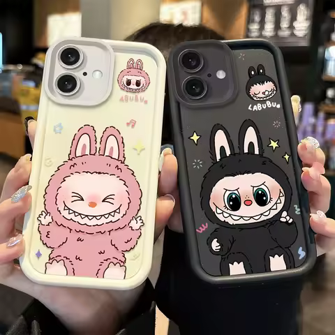 New Cute Labubu Shockproof Phone Case For iPhone 16E 16 15 14 13 12 11 Pro Max X XR XS SE 2020 SE4 7 8 Plus Soft Silicone Cover