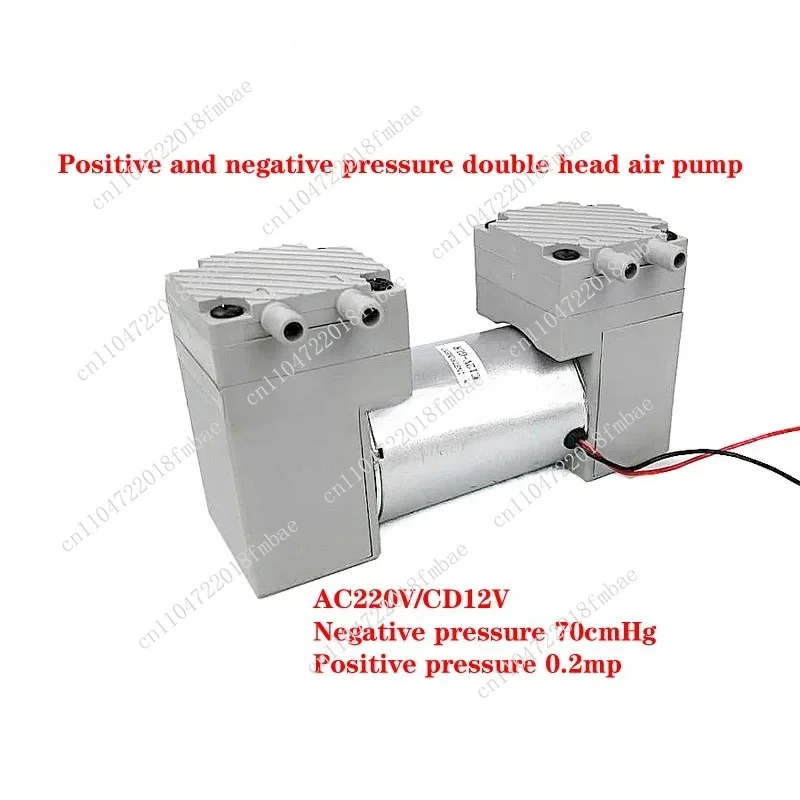 Small Silent 12V or 220V Positive and Negative Pressure Large Flow Diaphragm Double-head Vacuum Air Pump, Flow Rate: 8L/MIN
