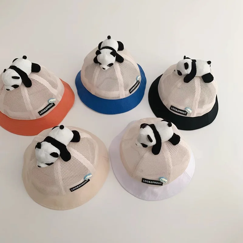 

Summer Baby Fisherman Hats Cute Cartoon Panda Accessories Thin Breathable Mesh Sun Hat Kids Boys and Girls Beach Caps Children B