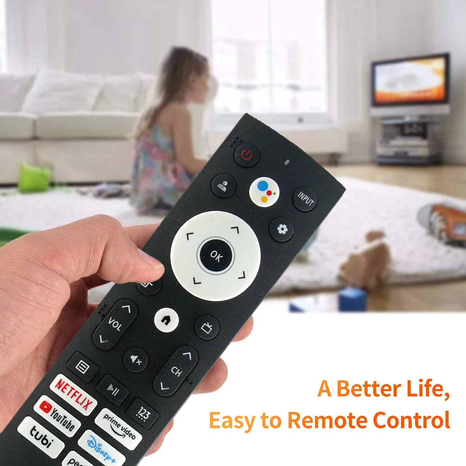 New HE001Replacement Remote Control for Hisense 4K UHD Android Smart TV with Netflix Prime Video Disney tubi HotKeys