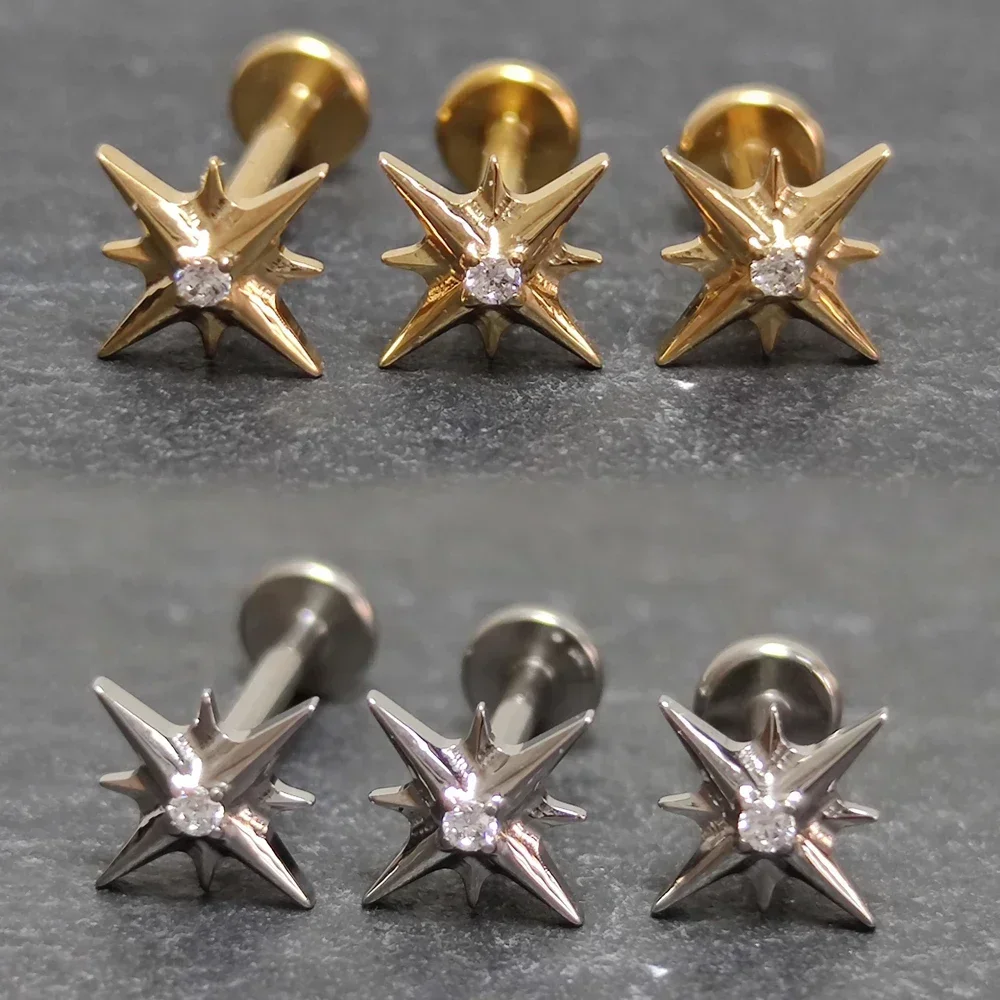 F136 Titanium Septum Piercing Labret Cartilage Helix Zircon Lip  Earrings Tragus Piercing Hinged Segment Body Jewelry Wholesale