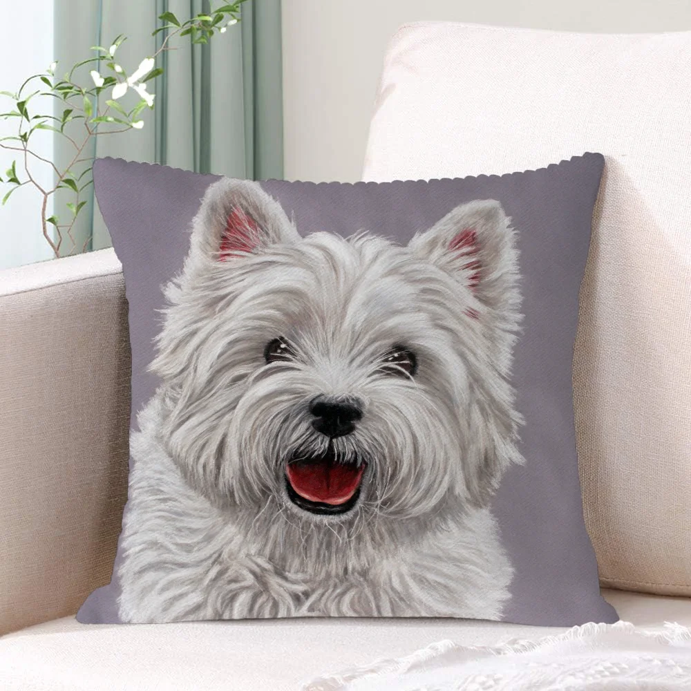 Decorative Cushions Cute Mini Yorkshire Terrier Pilow Covers Luxury Living Room Decoration Pillow Cover Personalized Gifts Home