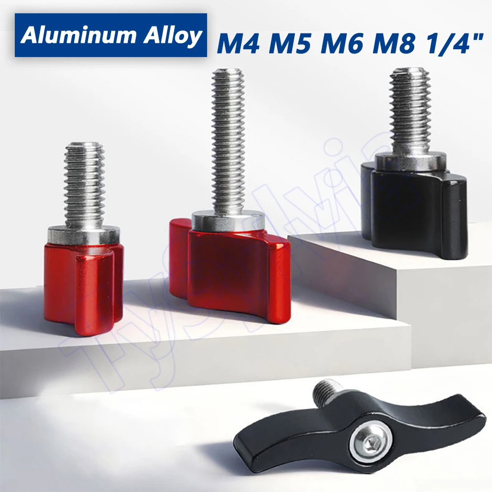 

Thumb T Shape Screws Aluminum Alloy Bolts Adjustable Handle Knob Tighten Screw M4 M5 M6 M8 1/4"