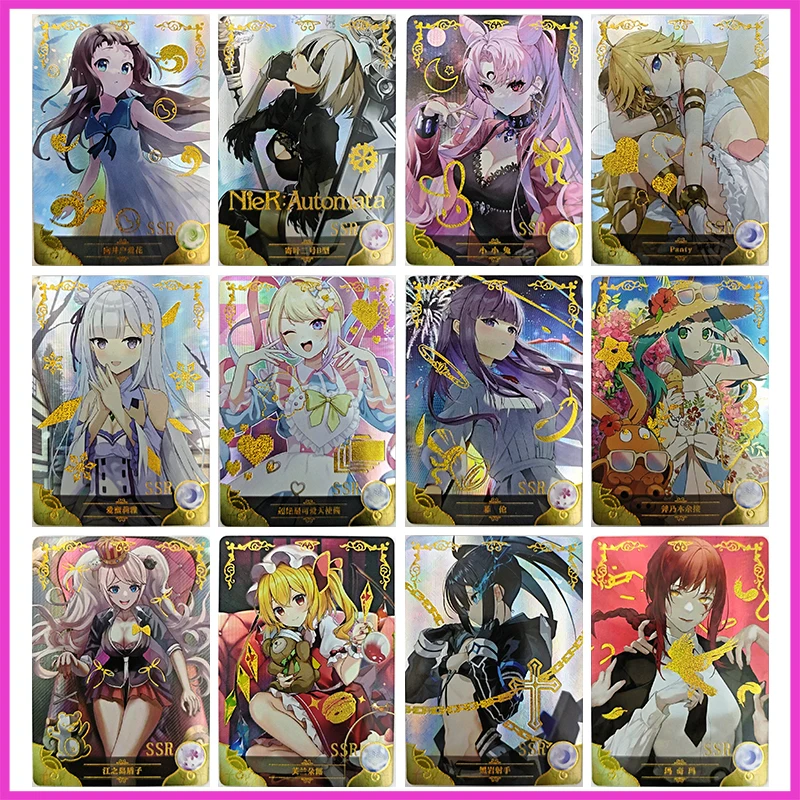 

Anime Goddess Story Rare SSR Reflections Flash Cards Lucy Makima Futaba Sakura Toys for boys Collectible Cards Birthday Gifts