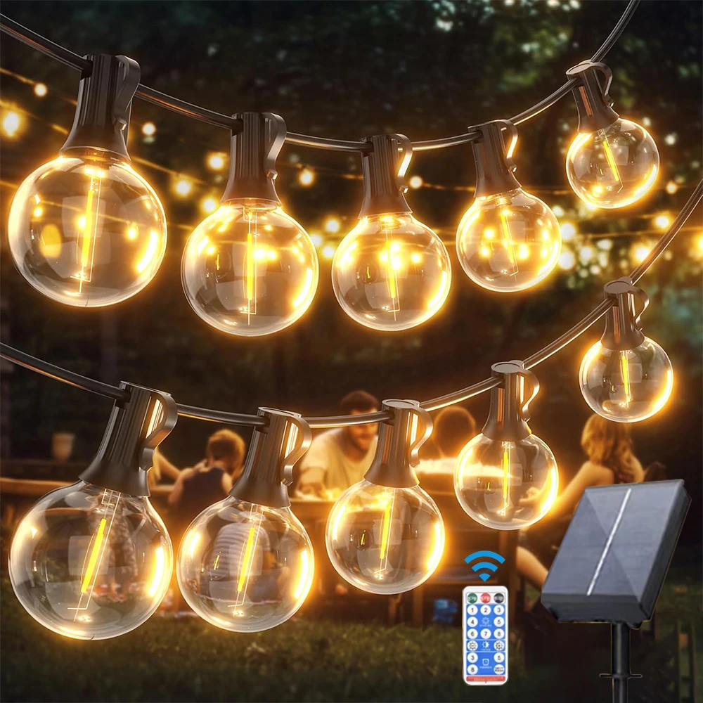 

Уличные солнечные гирлянды G40, сферическая светодиодная лампа IP65, водонепроницаемая для террасов, дворов, крыльцов, балконов, вечеринок, Рождества