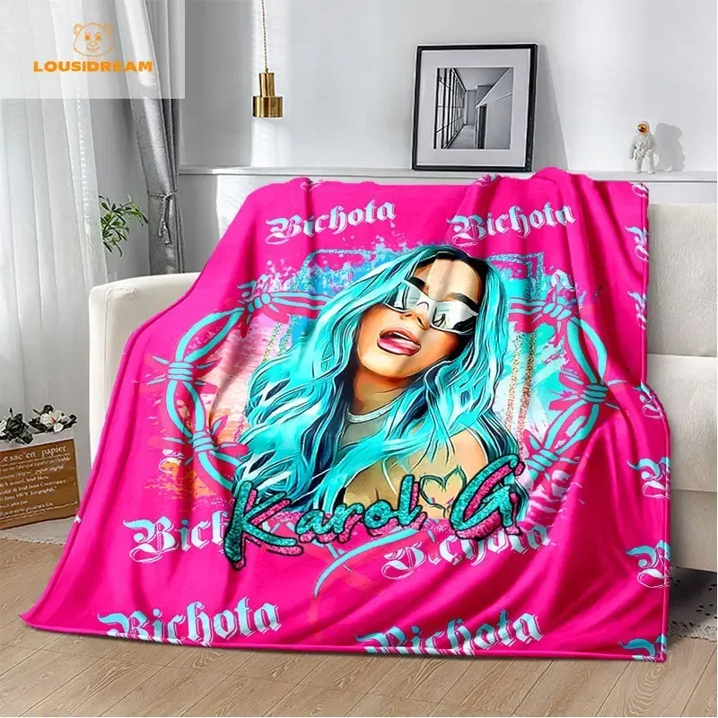 Karol G Bichota Blanket Personalized Warm Plush Cozy Home Girl Throw Blanket for Beding Comfortable Couch Lightweight Blanket