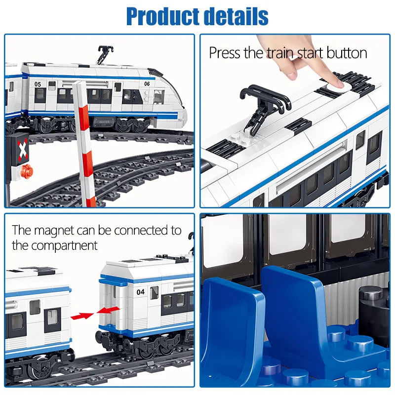 Décennie s de construction de modèle de rail électrique FTP pour garçons, jouet de brique de voiture RC, piste de train, télécommande, ville,