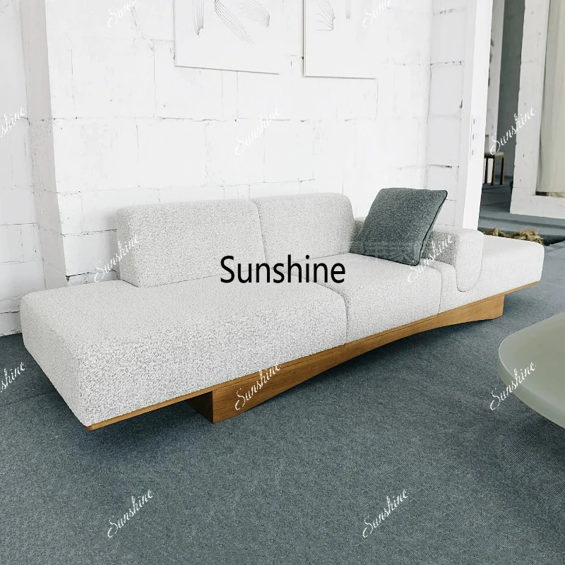 

Minimalist modern lamb wool sofa Nordic style small apartment living room solid wood design creativity