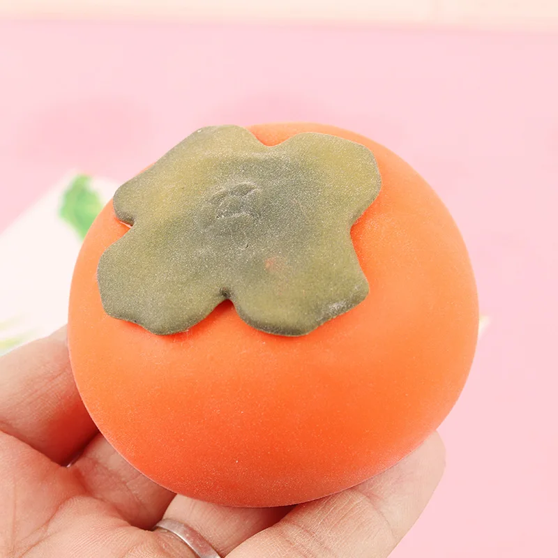 Creativo simulato frutta cachi spremere giocattoli palline di gomma giocattoli di decompressione giocattolo sensoriale antistress per bambini adulti