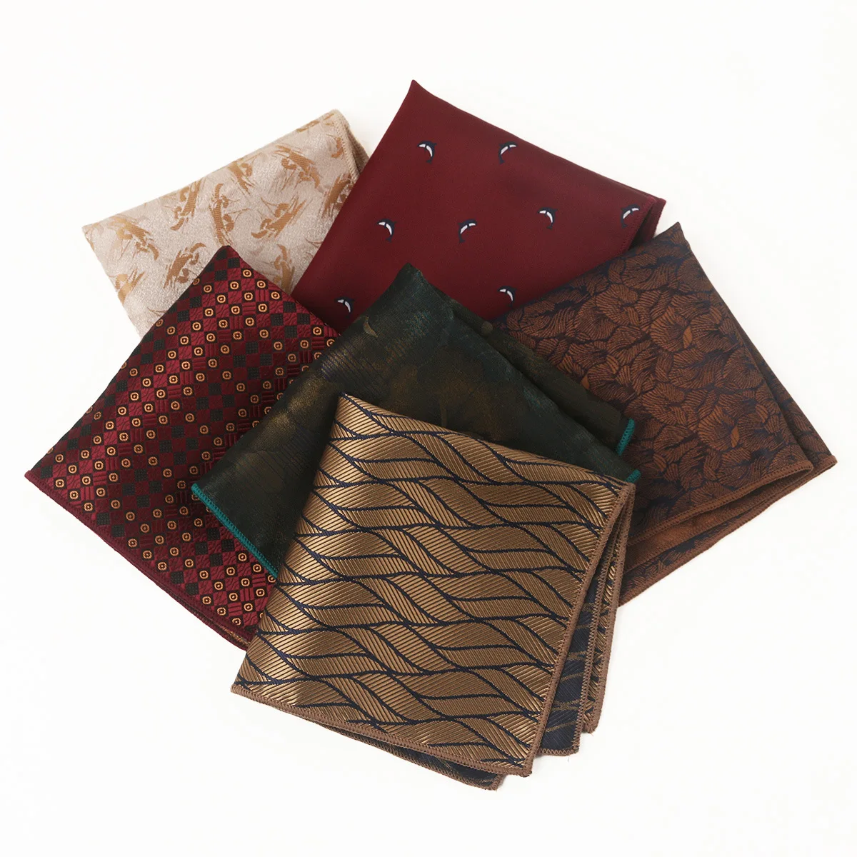 Traje para hombre, bufanda cuadrada pequeña, moda de poliéster, accesorios de boda, patrón de bordado Retro, toalla de bolsillo, ropa