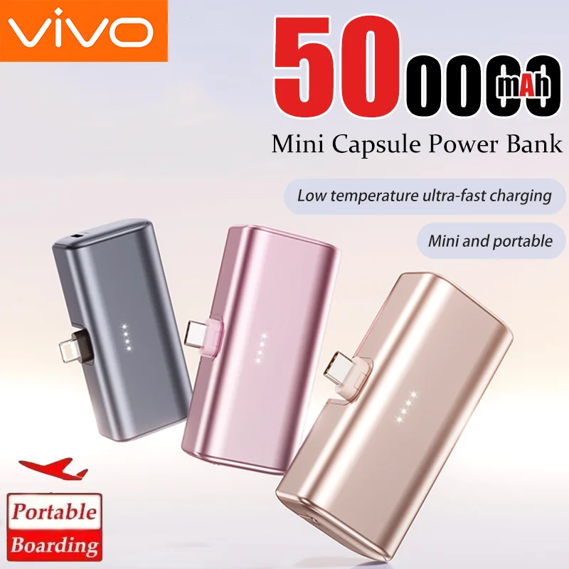 

Портативное зарядное устройство VIVO 500000 мАч с USB-C, быстрая зарядка 22.5 Вт, Power Bank для iPhone серий 17/16 и устройств Android