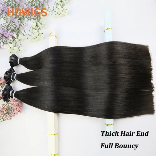 Imagen 2 del producto Extensión de cabello de punta plana, cabello humano liso 100%, 0,8 g/unidad, 50 Uds., cápsula de queratina, extensión de cabello de fusión humana resaltado