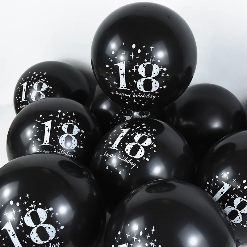 10Pcs Black/Green/Gold 18 Happy Birthday Latex Balloons for 18 Year Old Birthday Celebrate Decoration Supplies Helium Air Globos