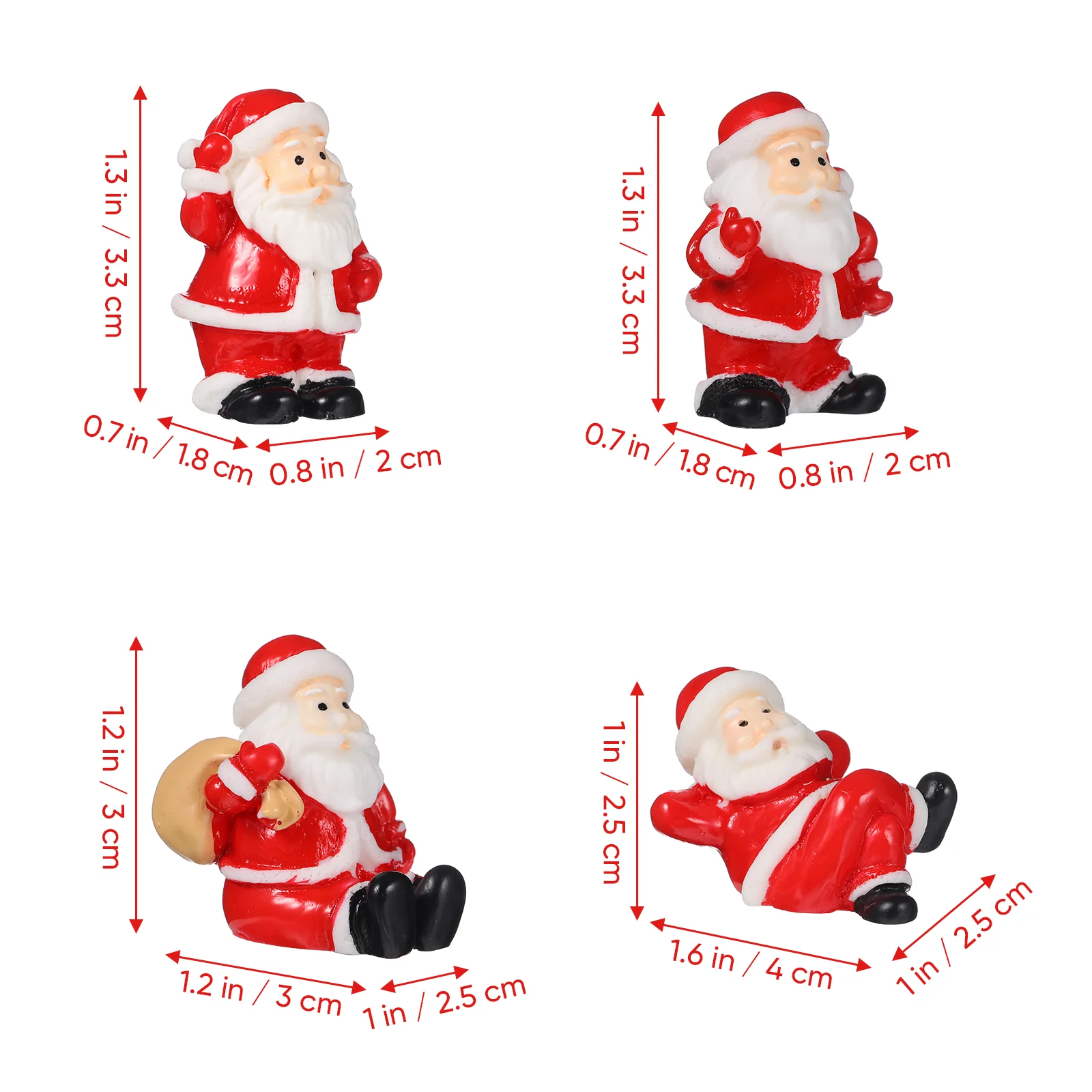 12-delige kerst micro-ornamenten boom miniatuur decoraties standbeeld van vader thuis hars