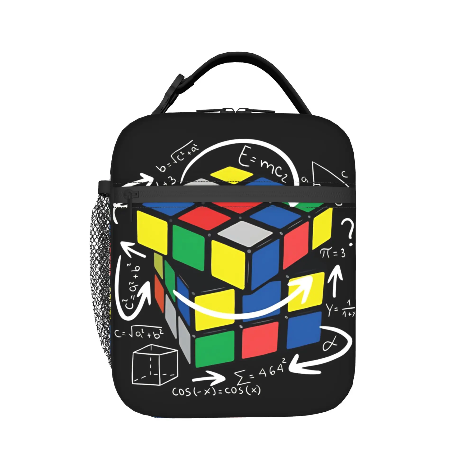 Lunch Bag Math Rubiks Cube Outdoor Picnic Lunch Box For Girls  Cute Portable Print Thermal Lunch Bags