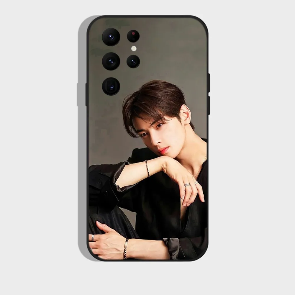 Kpop Cha EunWoo Phone Case for SamsungS23,S22,S21,S20 Ultra Pro S10,S30Plus,20 Ultra Black Cover