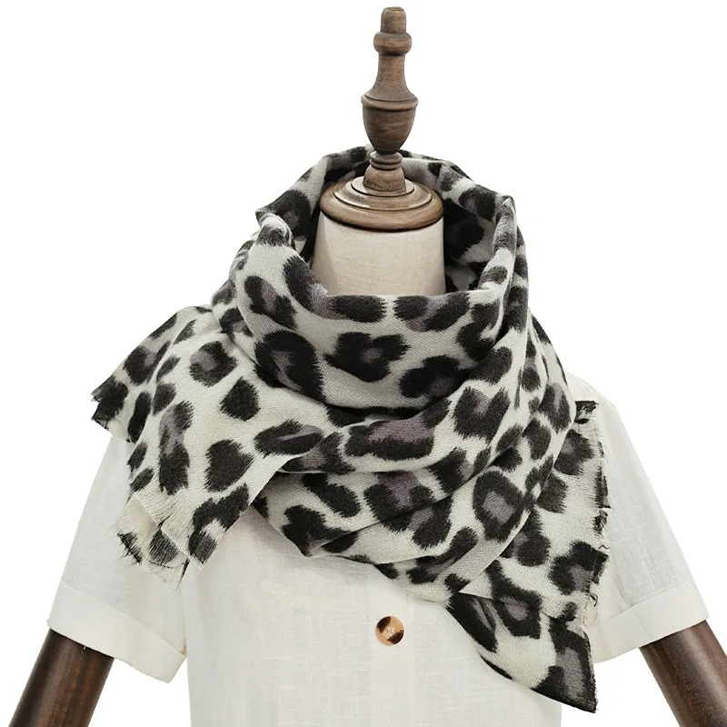 Lenço grosso de caxemira feminino, estampa leopardo, Tippet Pashmina, xale e envoltório, designer Bufanda Echarpe, cobertor, roubou, marca de luxo