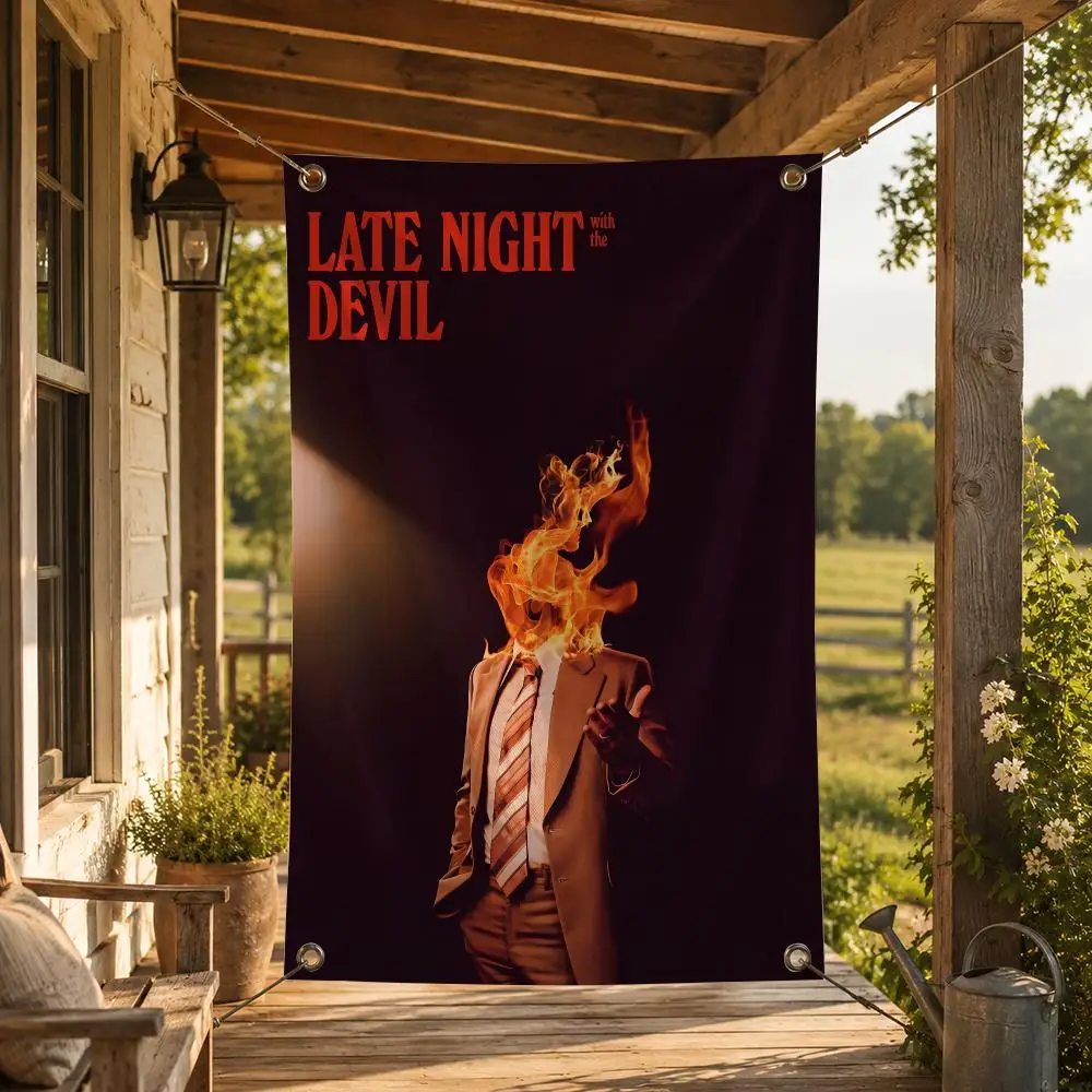 Movie L-Late Night with the Devil Flags Decorative Flag Banner for Indoor Outdoor Wall Garden Yard Porch Patio Home Party Decor