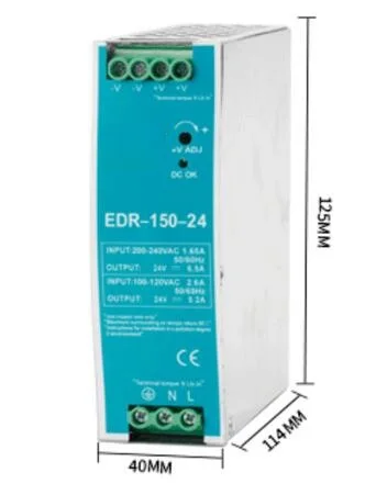 

Industrial EDR-150-24 150W 24V Din Rail Mounted Single Output Switching Power Supply