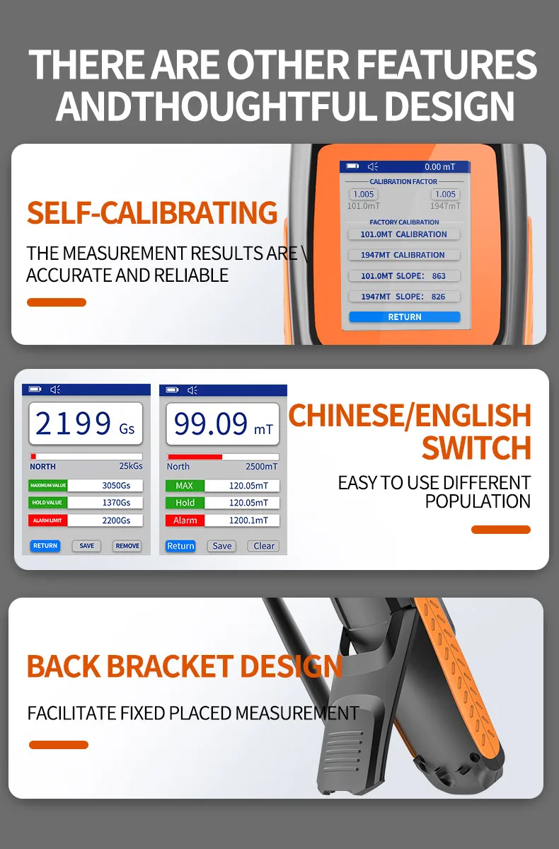 Aikesi Customizable Electromagnetic Field Meter Detector EMF Gauss Tesla Meter With OEM Support
