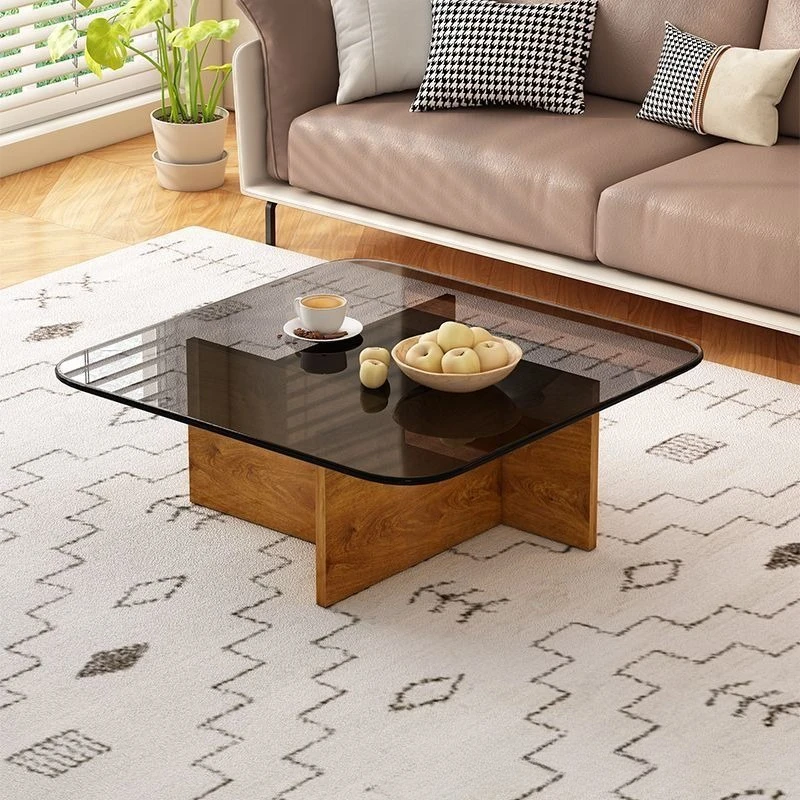 Cross-border direct sales tempered glass antique coffee table coffee table living room balcony solid