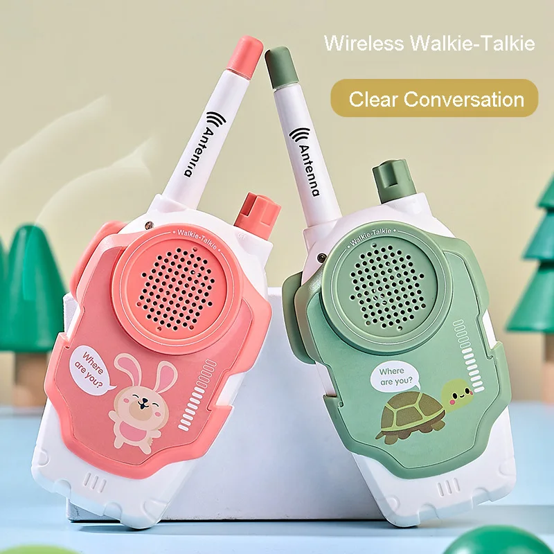 Walkie-Talkie mainan anak-anak, 2 buah/set interaksi orang tua anak Walkie Talkie jangkauan dua cara penerima Hadiah Natal anak-anak