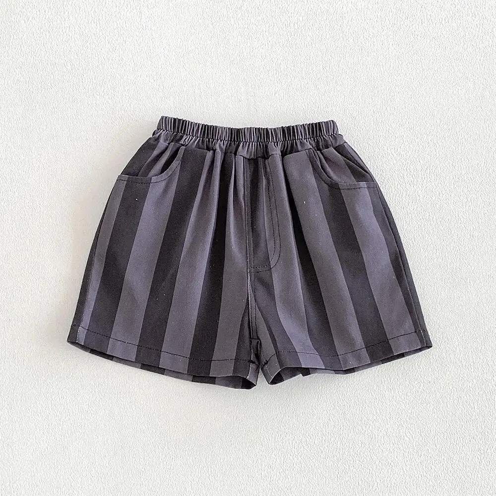 Sommer Jungen Mädchen Lässige Streifen-Shorts Kleinkind Atmungsaktive Baumwoll-Freizeitshorts Kinder Klassische Hosen mit Taschen Kinderkleidung – Detail 12