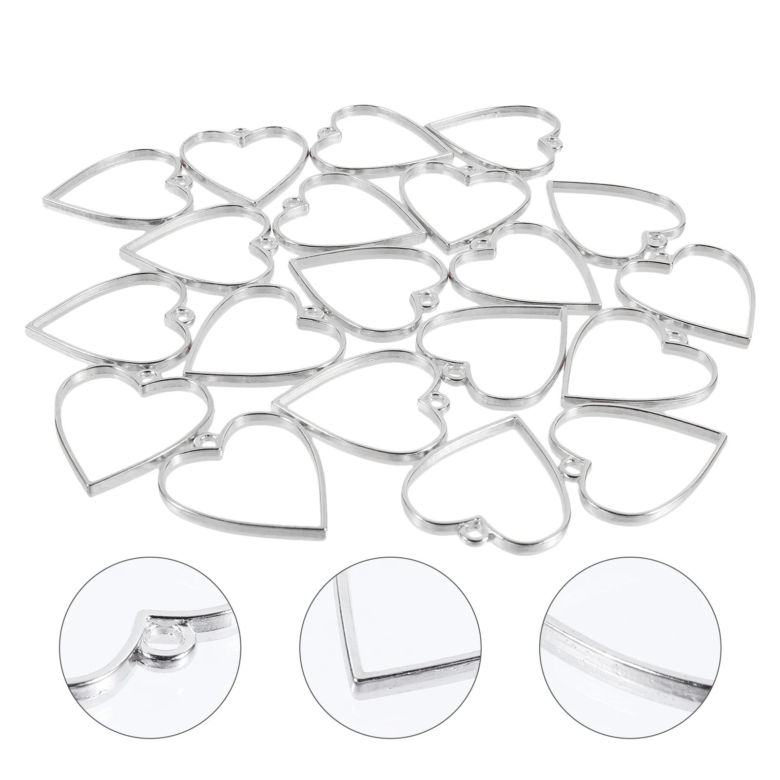 

20pcs Heart Shaped Pendant Accessories for Jewelry Making Silver Diy Pendants Durable Alloy Necklace Brooch Craft