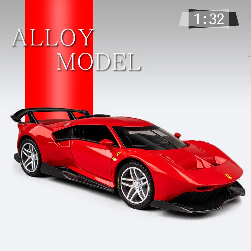 1/32 P80C Alloy Racing Car Model Diecast Metal Toy Sports Car Model Simulation Sound and Light Collection Children Gift